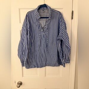 Old Navy white and blue strip blouse size XXL